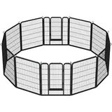 Yaheetech Welpenlaufstall 12-teilig 100cm hoch, Welpenauslauf mit automatischer Verriegelung, faltbar und platzsparend, ideal für drinnen und draußen, Einfache Montage