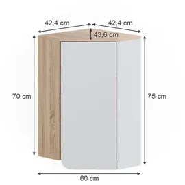 Vicco Hängeschrank Holzwerkstoff 42,4 x 75 cm Braun/Weiß