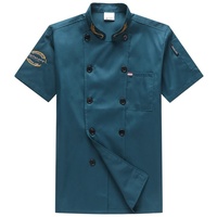 XUEMEIZI Chef-Uniform, Hemd, Kurze Ärmel, Kochjacke, Arbeitskleidung, Unisex, Restaurant, Küche, Chef-Mantel for Männer und Frauen (Color : Green, Size : M)