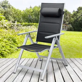 CASARIA Bern Gartenstuhl 57,5 x 69 x 111 cm silber/anthrazit gepolstert klappbar 2 Stück