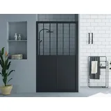 vente-unique Duschtrennwand Seitenwand Schiebetür - 120 x 195 cm - Industrial Style - Schwarz matt - URBANIK