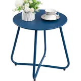 LuxusKollektion Gartentisch Beistelltisch Outdoor Gartentisch Wetterfest Rund Metall, Navy Blau