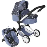 Bayer Chic 2000 CHIC2000 Kombi-Puppenwagen »Linus, Sternchen«, (Set), blau