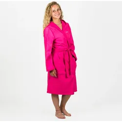 Bademantel Damen kompakt Kapuze Mikrofaser - rosa XL