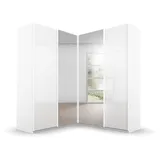 Rauch Schwebetürenschrank, Quadra Eckschrank inkl. Türendämpfer, mit Glas-/Spiegeltüren, Weiß, 4-trg. Spiegel, 2 Kleiderstangen, 12 Einlegeböden, BxHxT 181x210x187 cm