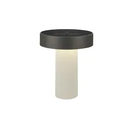 B.K.Licht Tischlampe LED 16x20 cm Akku/Solar spritzwassergeschützt IP44 Altweiß/Anthrazit