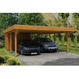 SKANHOLZ Doppelcarport Spessart 6,11 x 8,46 m eiche hell mit Abstellraum