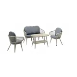 Sofagarnitur Rattan Graue Luxuriöse Sofa 2 Sitzer Moderner 2x Sessel Couchtisch