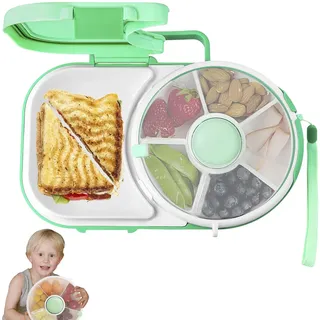 NathrBTV Snackbox Kinder Mit Fächern Snack Spinner Wiederverwendbar Snackbox Zum Drehen Tragbare Aufbewahrungsbox Für Melonenkernbonbons (Mintgrün)