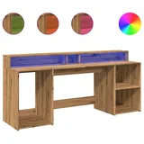 vidaXL LED-Schreibtisch Artisan-Eiche 200x55x91 Holzwerkstoff