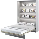 MEBLINI Schrankbett Bed Concept - Wandbett mit Lattenrost - Klappbett mit Schrank - Wandklappbett - Murphy Bed - Bettschrank - BC-01-140x200cm Vertikal - Grau Matt mit Matratze