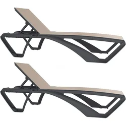 Resol MARINA CLUB Sonnenliege Outdoor Set 2 Dunkelgraue Struktur - Beige Textilene
