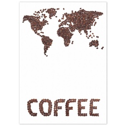 Teppich Weltkarte mit Schriftzug aus Kaffeebohnen, Wallario, rechteckig, rutschfest rot
