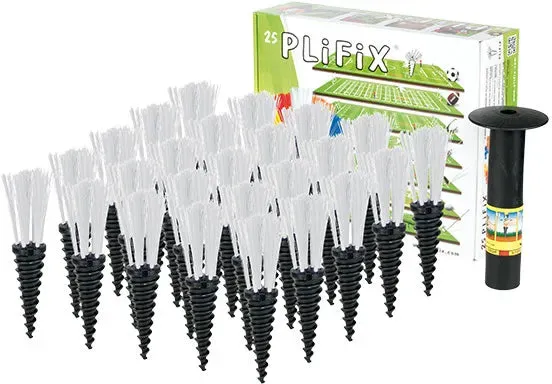 Plifix Markierungshilfe weiß, einschraubbare Spielfeldmarkierung für Rasen- und Tennenplätze - weiß / ONE SIZE