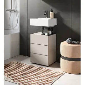 WELLTIME Waschbeckenunterschrank BIEL, Breite: 38 cm, 1 Tür, 2 Fächer, Siphonausschnitt (1-St) Waschbeckenunterschrank, Unterschrank, WBU, Badezimmer, Bad beige|schwarz