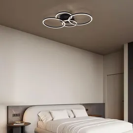 GLOBO LED Deckenleuchte, Ring Design, schwarz matt, L 65,5 cm