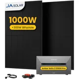 Anker SOLIX Solarbank 2 E1600 Pro All-in-One Speicher für Balkonkraftwerk, mit 2 x 500W JA Solar Bifaziale Solarmodule,by Powerness