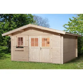 Weka Gartenhaus 111 3,80 x 3,80 m natur inkl. Vordach 60 cm 28 mm