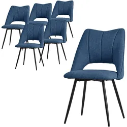 ML-Design 6er Esszimmerstuhl Set Küchenstuhl Wohnzimmerstuhl Polsterstuhl Rückenlehne Blau