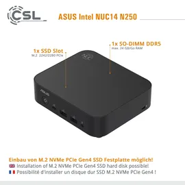 CSL Mini-PC ASUS NUC14 N250 2023 24 GB RAM 2000 GB SSD Intel UHD Graphics Windows 11 Home