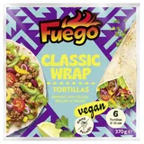 Fuego - Classic Tortilla-Wraps | 6 Weizenmehl-Wraps à 25 cm Durchmeser | Basis für mexikanische Gerichte | Für Burritos, Enchiladas oder Quesadillas | Vegan, ohne Palmöl | 370 g (6 Stück)