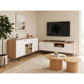 Beliani Sideboard 119 x 84 x 35 cm Braun / Weiß