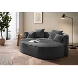 LeGer Home by Lena Gercke 2,5-Sitzer "ISALIE, rundes Loungesofa, mit Kissen, perfekt gepolstert", grau (dunkelgrau), B:200cm H:98cm T:145cm, LEGER HOME BY LENA GERCKE, Sofas, moderne Stoffe, mit 4 Zierkissen, extra große Sitzfläche