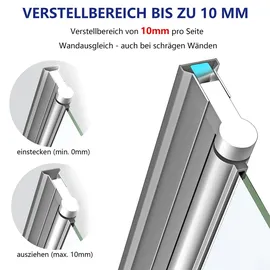 IMPTS Duschkabine Eckeinstieg Duschabtrennung doppel Drehfalttür Duschtür Falttür faltbar 180°Duschwand Faltdusche Höhe, 185cm