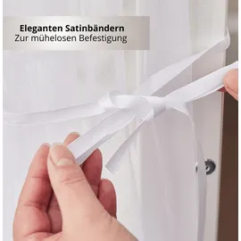 ALAVYA HOME 4 tlg. Deko-Set Polyester 150x340cm | mit Lichterkette I Weiß