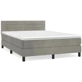 vidaXL Boxspringbett mit Matratze Hellgrau 140x200 cm Samt1389973