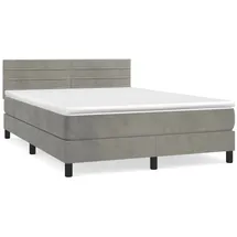 vidaXL Boxspringbett mit Matratze Hellgrau 140x200 cm Samt1389973