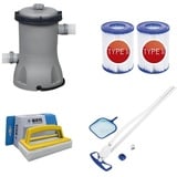 Bestway - Poolsauger AquaClean & Filterpumpe 2006 L/u & 2 Filter Typ II & WAYS Scheuerbürste