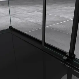 doporro Eckdusche mit Schiebetür 100 x 140 cm schwarz Klarglas Duschwanne