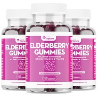 Holunderbeeren Gummis mit Zink, Vitamin C & Vitamin D - Geeignet für Erwachsene und Kinder - Zink für das Immunsystem - Sambucus Black Elderberry (3er Pack)