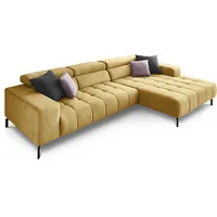 die planbar Ecksofa MP-IN18022 L-Form, mit Kopfteilverstellung & Zierkissen, optional Sitztiefenverstellung gelb