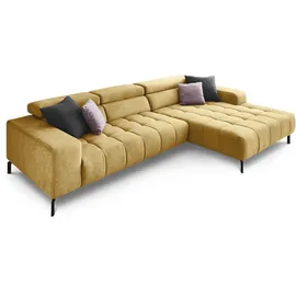 die planbar Ecksofa MP-IN18022 L-Form, mit Kopfteilverstellung & Zierkissen, optional Sitztiefenverstellung gelb