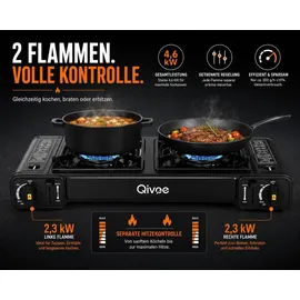 qivee Gaskocher Campingkocher 2-Flammig