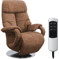 CAVADORE TV-Sessel Istanbul / Fernsehsessel mit elektrisch verstellbarer Relaxfunktion / 2 E-Motoren / 80 x 115 x 79 / Lederoptik: Cognac