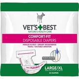 Vet's Best Comfort Fit Hundewindeln – Einweg-Windeln für Hündinnen – saugfähig mit auslaufsicherer Passform – Größe L/XL (59,9–80,9 cm Taille) – 30 Stück