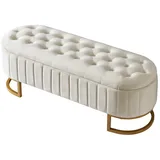 OKWISH Bett Bettbank Sitzbank (Stauraum-Schlafkoffer und Fußbank, gepolsterte Fußbank mit Stauraum, Sofabank Bank,120 x 40 cm) beige 40 cm x 120 cm x 42 cm