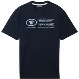 TOM TAILOR T-Shirt mit Label-Print, Dunkelblau, XXL