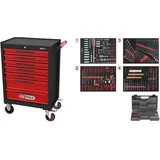 KS Tools Werkstattwagen ECOline mit 7 Schubladen und 515 Premium-Werkzeugen, schwarz-rot