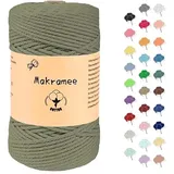 Uvolo Makramee Garn 3mm x 200m, Makramee Baumwollgarn, Baumwollgarn für Blumenampel Basteln, Pflanzenbügel und DIY Handwerk Mit Papierbox