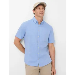 Kurzarmhemd BRAX "Style DAN", Herren, Gr. M, Normalgrößen, blau, 70% Baumwolle, 30% Leinen, Hemden