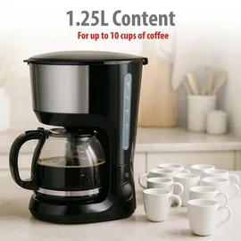 Alpina Kaffeemaschine Filtermaschine 1,25L/10 Tassen schwarz/grau