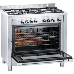 Bartscher BGH 600-521, Gasherd 5 Brenner mit Elekrobackofen, 230V/ 11,5 kW, BTH 900 x 600 x 900 mm