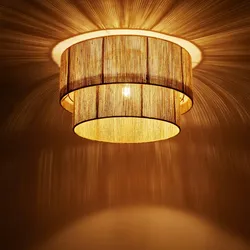 TecTake GmbH Deckenleuchte Lignea Lux aus Jute im Boho-Stil, 40W - braun