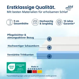 AM Qualitätsmatratzen Baby- - Made in Germany mit Trittkanten - Waschbarem Bezug 70x140cm