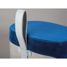 Interlink Sitzhocker Osane Samt 38 x 43 x 33 cm Blau/Grau