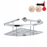Tesa Aluxx Eckablage für die Dusche, Aluminium, verchromt, rostfrei, inkl. Klebelösung, tiefer Boden, 208 mm x 203 mm x 88 mm